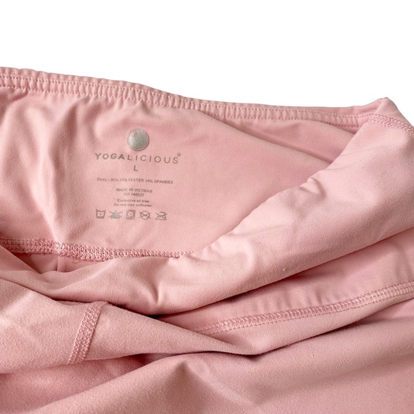 Yogalicious Space Dye Pink High Rise Waist Yoga Leggings Large - Picture 2 of 3